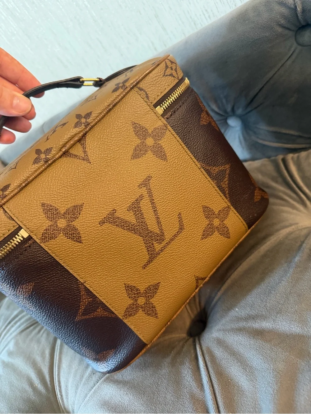 Louis Vuitton Brown and Tan Monogram Top-Handle Cosmetic Case